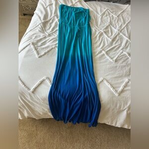NWT Old Navy blue/teal tube top maxi dress medium